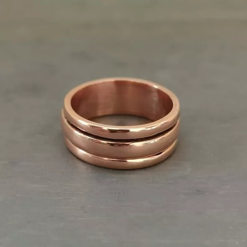 Solid Pure Copper Minimalist Healing Ring, Handmade, Unisex, Spinner Ring - Picture 4 of 4