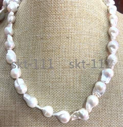 15*20mm AAA+ REAL HUGE SOUTH SEA PURPLE WHITE BAROQUE PEARL NECKLACE 18-34" - Picture 1 of 5