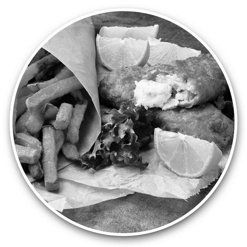 2 x Vinyl Stickers 20cm (bw) - Tasty Fish Chips Food Takeaway #36804 - 第 1/8 張圖片