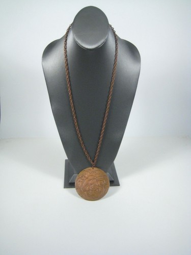 Vintage Copper Chain Necklace Large Round Pendant Hammered 28 inch Southwestern - Picture 17 of 24