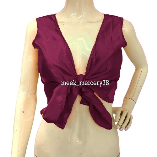 Satin Ruffle Belly dance Top Self Tie From Fron Top Women Sleeveless Top S125 - Picture 42 of 45