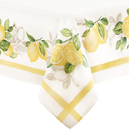 Newbridge Rectangle Fabric Tablecloth 60 x 120 Inch Lemon Orchard Indoor/Outd... - Picture 3 of 9