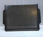 Steel Non-Stick Rectangle Handled BBQ Pan Grill Basket Tray Topper Size 14x14x1