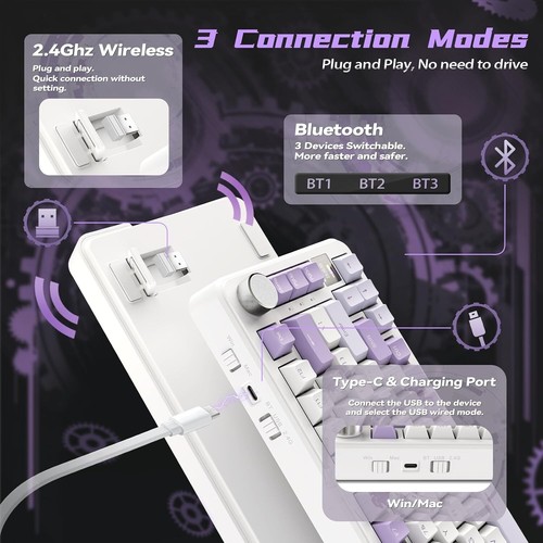 ATTACK SHARK X85PRO 75% RGB Gasket Wireless Mechanical Gaming Keyboard, Hot-Swap - Bild 23 von 37