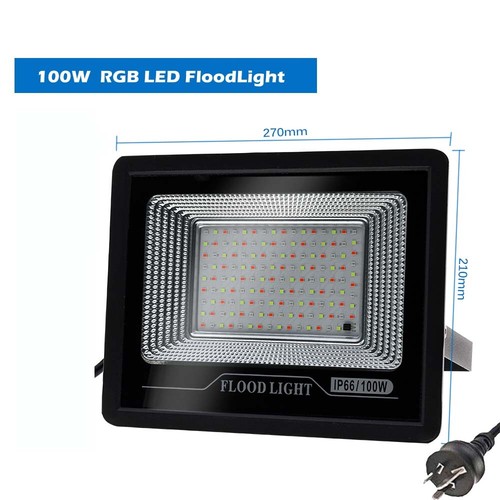 LED Flood Light 100W RGB Floodlight Color Changing Spotlight AU Plug outdoor OZ - Picture 1 of 11