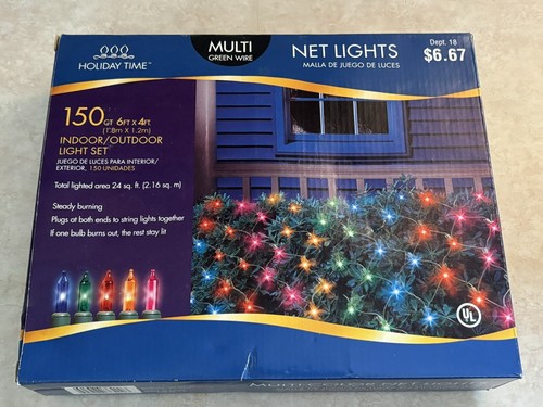 Christmas Lights Holiday Time 150 Net Light Set 6 ft.  x 4 ft. Multicolor NEW!!
