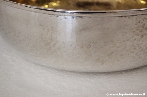 CENTROTAVOLA ANNI '70 IN SILVERPLATE E VERMEILLE VINTAGE EPNS HAMMERED BOWL - Picture 2 of 8
