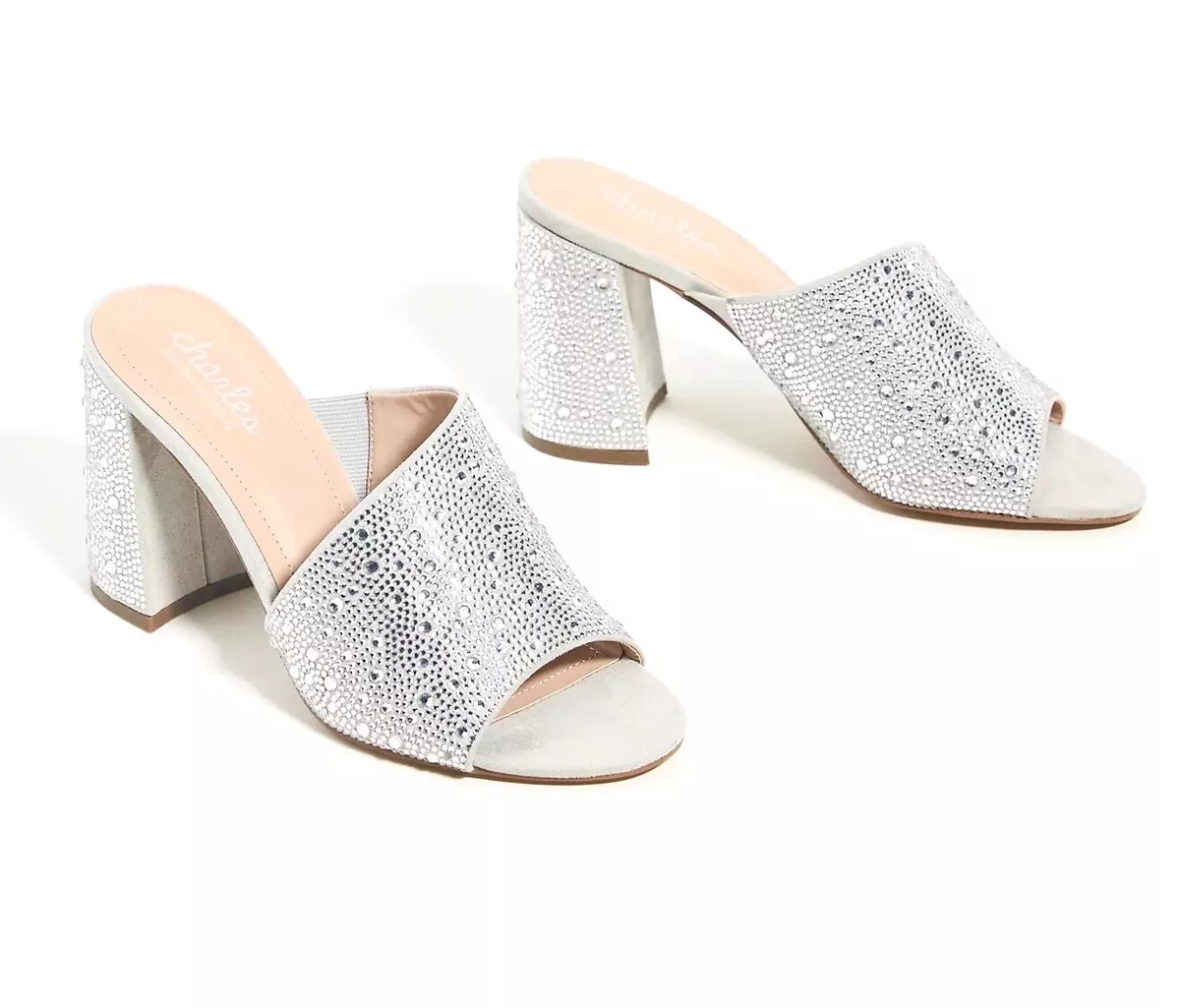 ANTHROPOLOGIE CHARLES DAVID REVEAL CRYSTAL SLIDES MULES HEELS