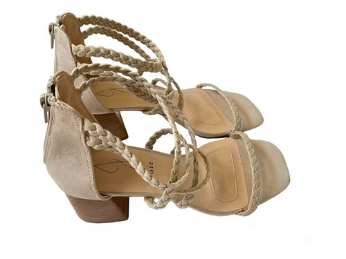 joie Felina Taupe Braided Suede Block Heel Sandals Women Size 9 beige - Picture 2 of 8