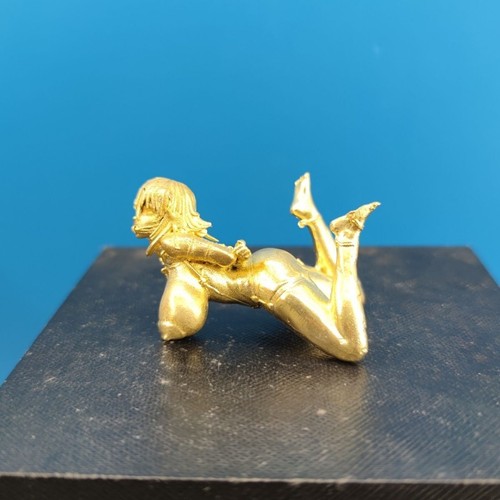 china brass casting mini swim girl statue collectable netsuke - Picture 10 of 11