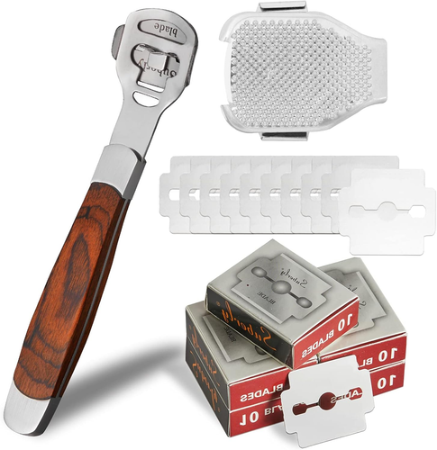 52Pcs Callus Shaver Set,1Stainless Steel Foot Razor Wooden Handle with 50Replace - Bild 11 von 12