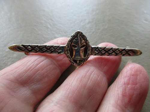 ANTIQUE VINTAGE CHESTER STERLING SILVER CELTIC VIKING LONG SHIP KILT PIN BROOCH - Picture 5 of 5