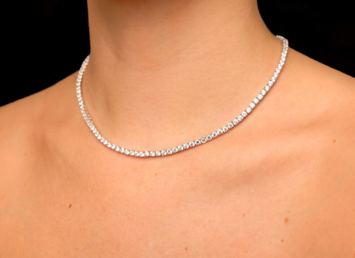 20 Ct Round Cut Lab-Created Diamond Tennis Necklace 14K White Gold Plated 18" - Picture 2 of 9