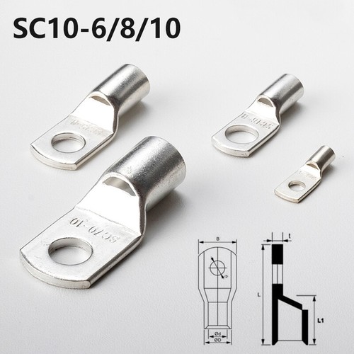 10mm² 6/8/10 Cable Copper Lug Ring Terminal Wire Connector Battery Welding Crimp - Picture 1 of 13