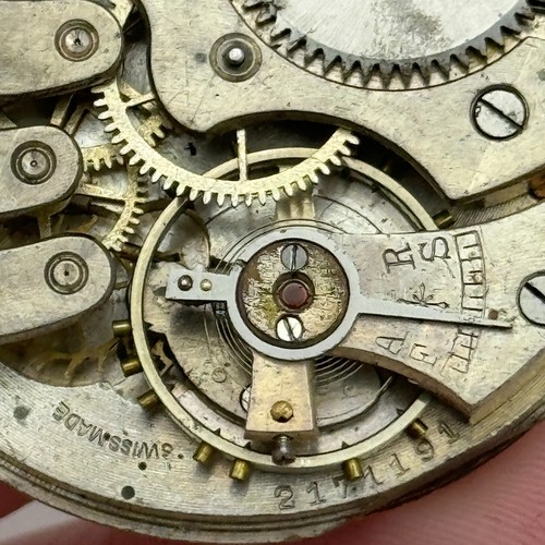 43mm Buren 7 Jewels Sub Seconds Swiss Vintage Hunter Pocket Watch Movement PARTS - Picture 2 of 15
