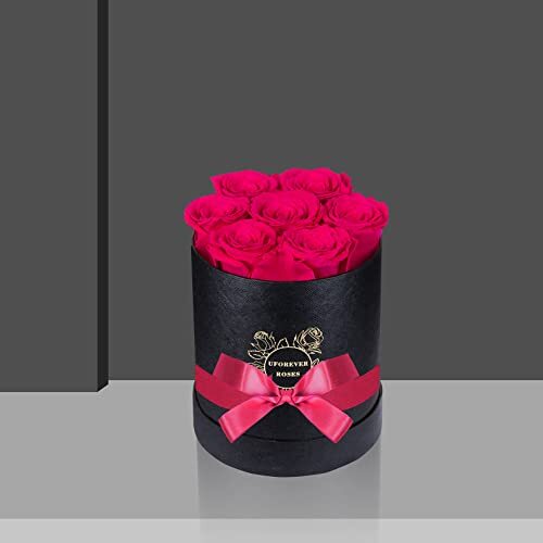7 Stück konservierte Rosen in einer Box Muttertag Rose Valentinstag strahlendes Rosa - Bild 5 von 7
