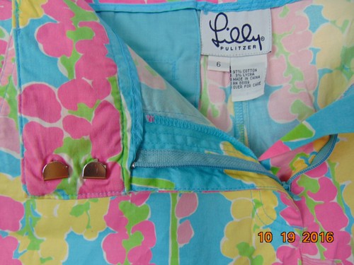 Lilly Pulitzer Size 6 Stretch 97% Cotton Blue/Pink/Yellow/Green  Floral - Picture 3 of 6