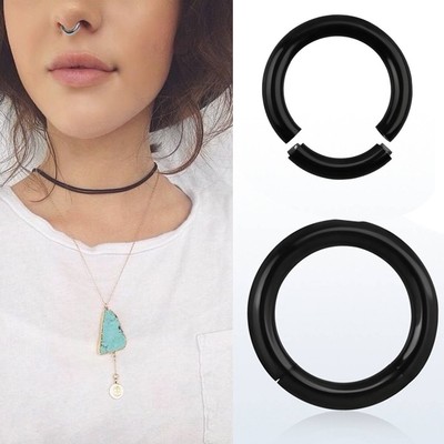 Acrylic Easy Mount Captive Segment Ring 6g 5//8/" Black Ear PA Septum