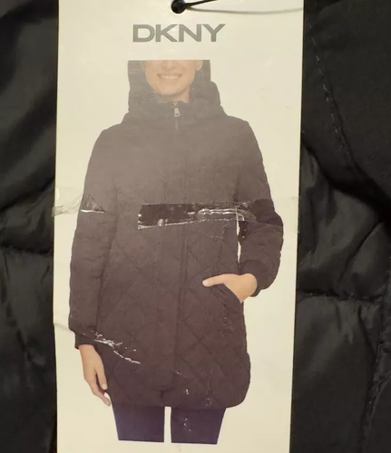 DKNY Women's Winter Parka Quilted Hooded Coat Jacket, Black, Size XL - Picture 4 of 5