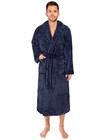 Men Warm Fleece Robe Microfiber Bathrobe Shawl Collar Sherpa Spa Robe Sleepwear
