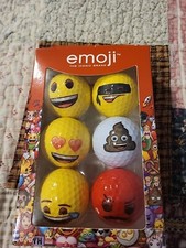 Emoji Golf Balls 6 Pack  Laugh Love Angry Smiley Poop Multi Colored Factory NEW
