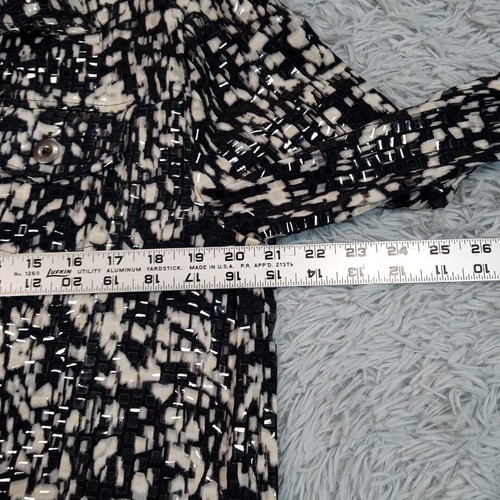 Notations Jacket Womens M Black Faux Snake Print Pockets Button Up Evening New - Picture 8 of 14