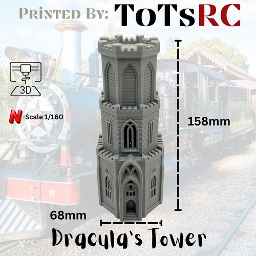N Scale 1:160 3D Printed Building - Dracula’s Tower PLA - Picture 4 of 5