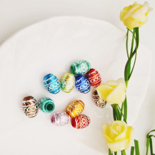 100pz Colori Delicati Intagliati Ovali/Lanterna Perline Alluminio Fai Da Te Accessori Perline - Foto 2 di 8