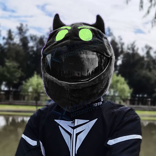 Multi Full Face Motorcycle Helmet Cover Dust Cap Cartoon Fluffy Plush Fun Rides - Picture 16 of 35