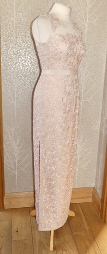 STUNNING AIDAN MATTOX PINK LACE FITTED  MAXI DRESS UK 6 - Picture 1 of 8