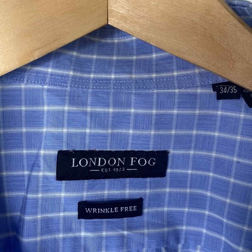 Checkered Periwinkle Wrinkle Free Dress Shirt by LONDON FOG - Picture 2 of 10