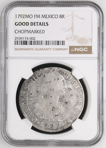 🔥 1792-MO FM MEXICO 8 Reales (Charles IV, Spain) NGC GOOD DETAILS CHOPMARKED