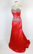NEW $750 Jovani Strapless Satin Dress Long Gown Red Prom Formal Evening Size 4