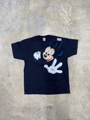 Mickey Mouse T-Shirt VTG 80s Big Mickey Front Back Climbing Through Shirt L/ XL - Picture 1 of 7