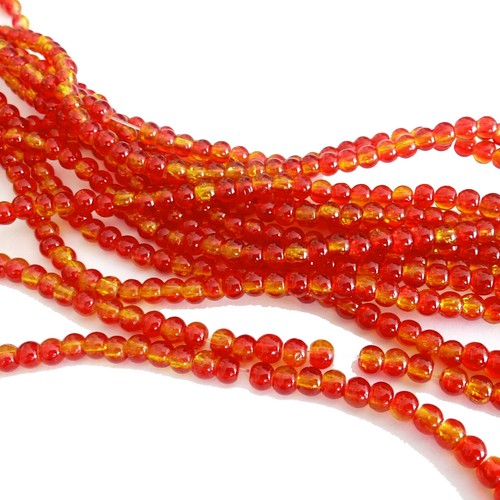 Glasperlen Crackle rund ca. 4 mm rot gelb ca. 200 Perlen Spacer nenad-design - Bild 6 von 7