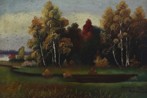 Landschaft aus Smolensk 1943 - Gemälde Öl auf Leinwand, unleserlich signiert - Bild 2 von 7