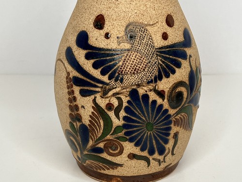 Vtg 1988 Tonala Mexico Pottery Vase Bird Cobalt Blue Folk Art Hand Painted 8.75" - Picture 7 of 12
