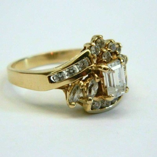 2Ct Emerald Cut Diamond 14k Yellow Gold Finish Vintage Engagement Wedding Ring - Picture 5 of 9
