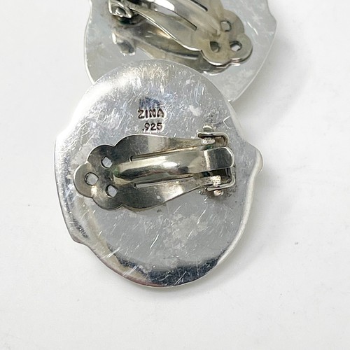 Vintage Zina Sterling Silver Clip-On Earrings .925 Bold Domed Modernist Design - Picture 4 of 8