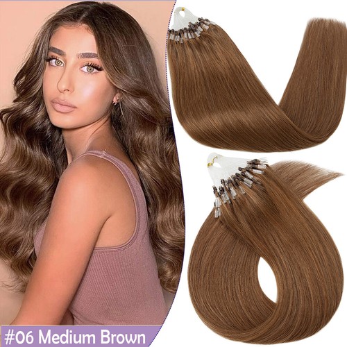 200 Strähnen Dick Microring Loop Remy Echthaar Extensions Haarverlängerung Glatt - Bild 25 von 45