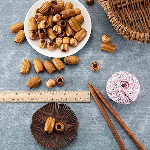 100PCS Natural Wood Large HoleS Wooden Beads For Macrame Craft B6W0 V0D7 - Picture 7 of 11