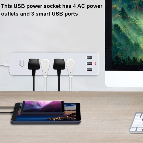 Multi Plug Outlet Extender Surge Protector w/3 USB Charger Port Wall Adapter Tap - Picture 32 of 34