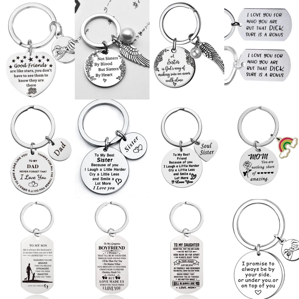 Personalised Gifts For Sister Brother Mum Auntie Her Him Dad Keyring Valentine