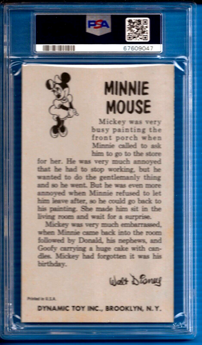 1962 dynamisches Spielzeug Walt Disney Charakter Jumbo Karte #75 Minnie Mouse PSA 4 - Bild 2 von 2