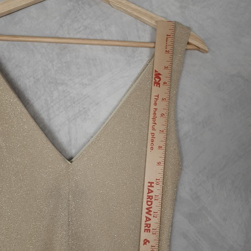 Vintage Y2K Maxi Dress Womens XS Tan Gold Metallic V Neck Long Knit Whimsy - Picture 18 of 23