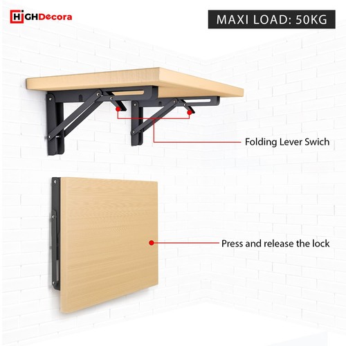 Soporte de Estante Plegable 2 Piezas Resistente Plegable Soporte de Estante Metal Pared Montaña - Imagen 8 de 11