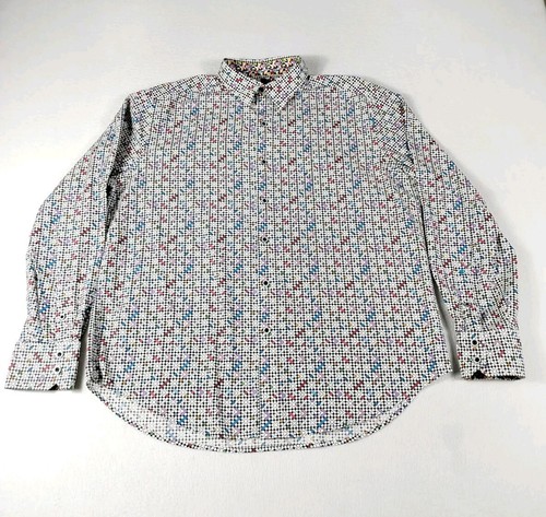 Robert Graham Shirt Men's Large Anemone Multicolor Geometric Flip Cuff Corpcore