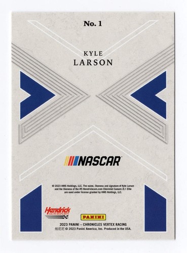 AUTOGRAPHED Kyle Larson 2023 Panini Chronicles Racing VERTEX Signed NASCAR Colle - Picture 2 of 2