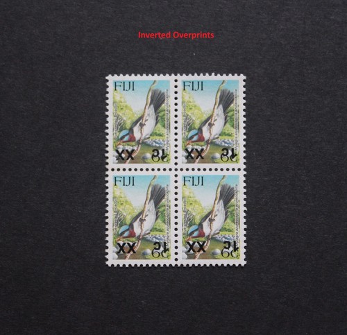FIJI - ERROR 1st PROVISIONAL OVERPRINT 1c/6c MNH BLK4 INVERTED OVERPRINTS RRR
