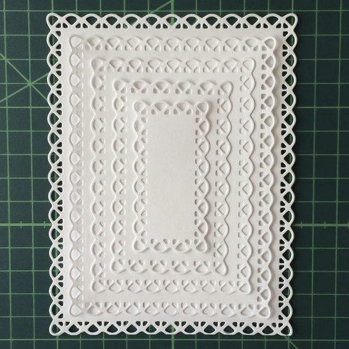 Nested Stitched Scallop Rectangle Frame Metal Cutting Dies Etched Card Craft DIY